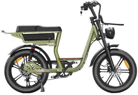 QMWHEEL V20 Comfort Elektrische Fatbike - Lage Instap - 20 Inch - 250W Motor - 7 Versnellingen - 60 km Actieradius - Hydraulische Schijfremmen - Groen