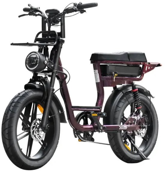 QMWHEEL V20 Comfort Elektrische Fatbike - Lage Instap - 20 Inch - 250W Motor - 7 Versnellingen - 60 km Actieradius - Hydraulische Schijfremmen - Paars