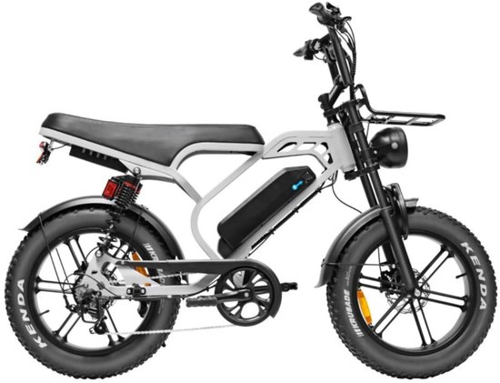 QMWHEEL V20 Limited Elektrische Fatbike - Dubbele Achtervering - 20 Inch - 250W Motor - 7 Versnellingen - 80 km Actieradius - Hydraulische Schijfremmen - Nardo Grijs van Merkloos