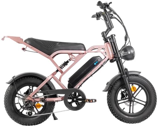QMWHEEL V20 Pro Mini Elektrische Fatbike - 16 Inch - 250W Motor - 7 Versnellingen - 40 km Actieradius - Hydraulische Schijfremmen - Rosé