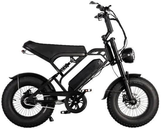 QMWHEEL V20 Pro Mini Elektrische Fatbike - 16 Inch - 250W Motor - 7 Versnellingen - 40 km Actieradius - Hydraulische Schijfremmen - Zwart van Merkloos