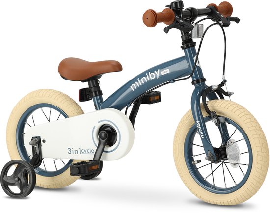 Qplay Miniby Kinderfiets 12 inch - 3 in 1 - loopfiets - Steel van Merkloos