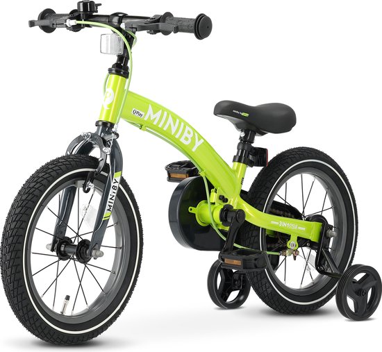 Qplay Miniby Kinderfiets 14 inch - 3 in 1 - loopfiets - Groen van Merkloos
