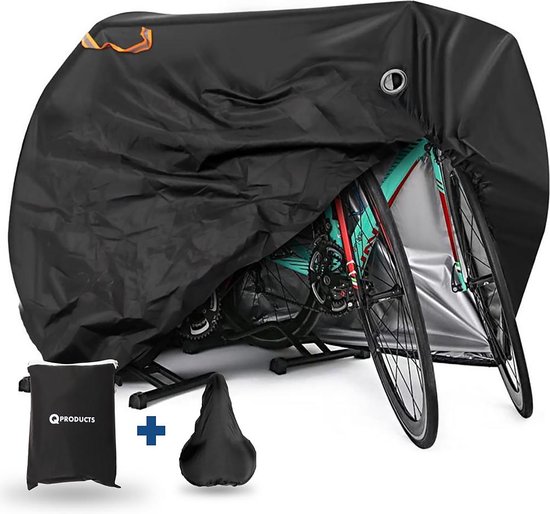 Qproducts Fietshoes Voor 1/2 Fietsen Waterdicht - Universeel Fiets Hoes Voor Alle Fietsen Incl. Eletrische - Met Zadelhoes en Opbergzak - 210D Oxford van Qproducts