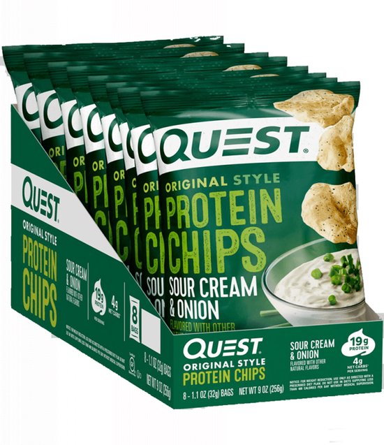 Quest Nutrition Protein Chips (8x32g) Sour Cream & Onion - Functionele voeding - Eiwit Snacks