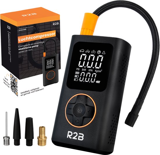 R2B Compressor Bandenpomp - Luchtcompressor - Geschikt voor Auto, Fiets, Ballen, Luchtbedden - Elektrische Fietspomp - Elektrische Bandenpomp - Pomp van Merkloos