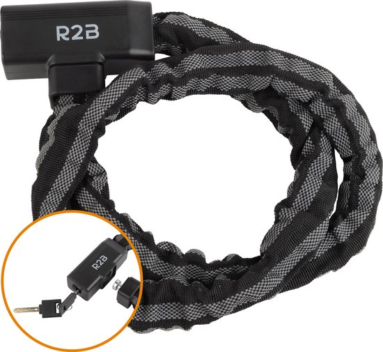 R2B® Fietsslot met twee sleutels - 115 cm - Reflecterend - Kettingslot fiets - Fietssloten electrische fietsen - Fietsslot ketting van R2B