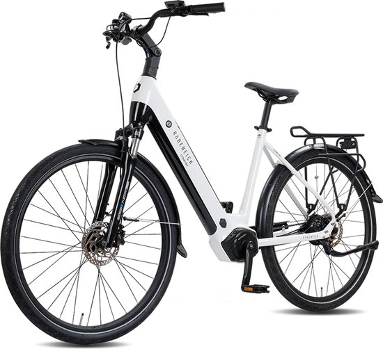 Rabeneick Comfort elektrische Stadtfiets 28 inch, elektrische fiets, stadsfiets, middenmotor 75 Nm, pedelec met 36V 14,5Ah accu, 522Wh, maximaal 150 km bereik, wit van Merkloos