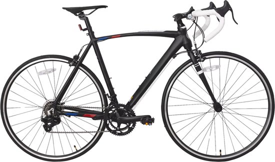 Racefiets 56 cm – Voor dames en heren in de stad en op de weg – Met 14 versnellingen en lichtgewicht aluminium frame – Zwart aluminium frame