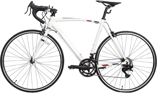 Racefiets – Voor dames en heren – 700 c, 14 versnellingen, lichtgewicht aluminium frame, stads- en racefiets – White-M-14