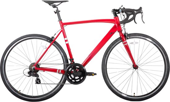 Racefiets – Voor heren, racegebruik – Aluminium frame, Shimano 14 versnellingen – Rood, maat L (59 cm)