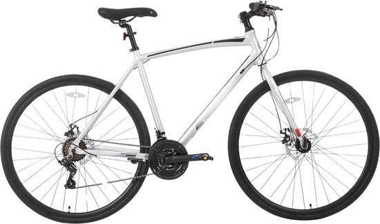 Racefiets – Voor volwassenen – 14 versnellingen, lichtgewicht aluminium frame, geschikt voor stadswoon-werkverkeer en fitness – Zilver, M, 700c van Merkloos