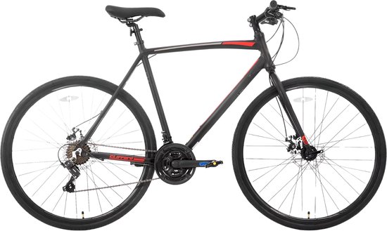 Racefiets – Voor volwassenen – 14 versnellingen, lichtgewicht aluminium frame, geschikt voor stadswoon-werkverkeer en fitness – Zwart, M, 700c van Merkloos