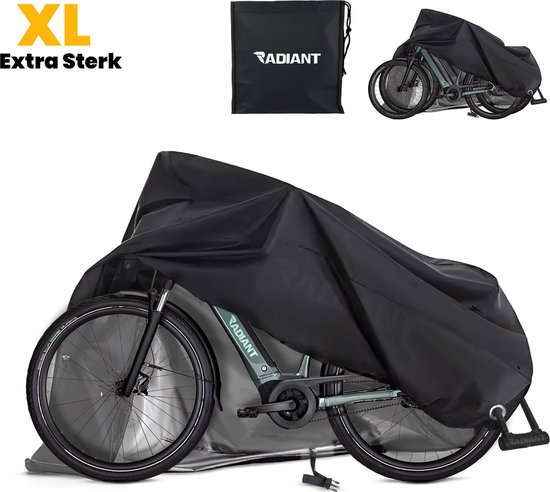 Radiant Fietshoes - Waterdicht voor 1/2 Fietsen - Inclusief Opberghoes - 200x90x100 - Universeel - Beschermhoes voor Elektrische Fiets & Standaard Fiets - Zwart - 210D Oxford van Radiant