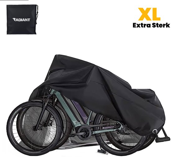 Radiant Waterdichte Fietshoes - Voor 1 of 2 Fietsen - Extra Sterk 210D Oxford - UV & Regenbescherming - Dubbele Slotgaten - Inclusief Opbergtas - Universele Pasvorm van Merkloos