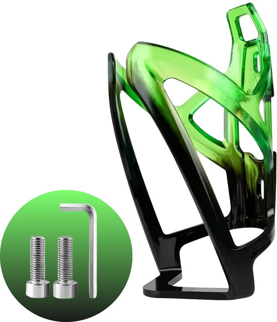 RAMBUX® - Bidonhouder Fiets - Zwart-Groen - Lichtgewicht Houder voor Bidon - Sportief - Mountainbike Fleshouder - Racefiets Houder van Merkloos