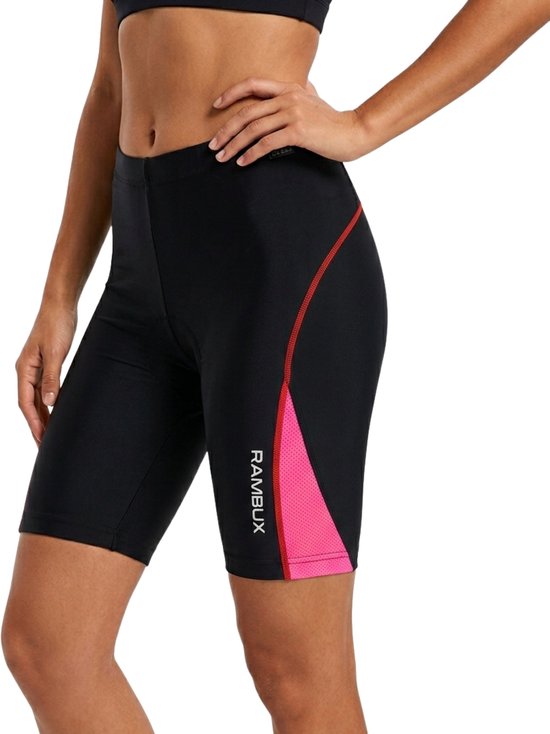 RAMBUX® - Fietsbroek Dames met Zeem - MTB Broek - Zwart Roze - Mountainbike - Fietskleding Short - Sportbroek - Maat XL