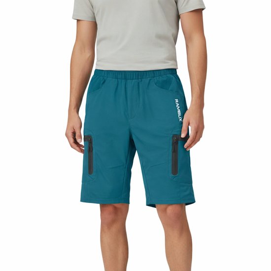 RAMBUX® - Fietsbroek Heren met Zeem - MTB Broek - Blauw - Mountainbike - Fietskleding Short - Sportbroek - Maat L