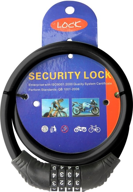 RAMBUX® Fietsslot - Kabelslot - Cijferslot - Zwart - Compact Ringslot voor Fiets - 4 Cijferige Pincode