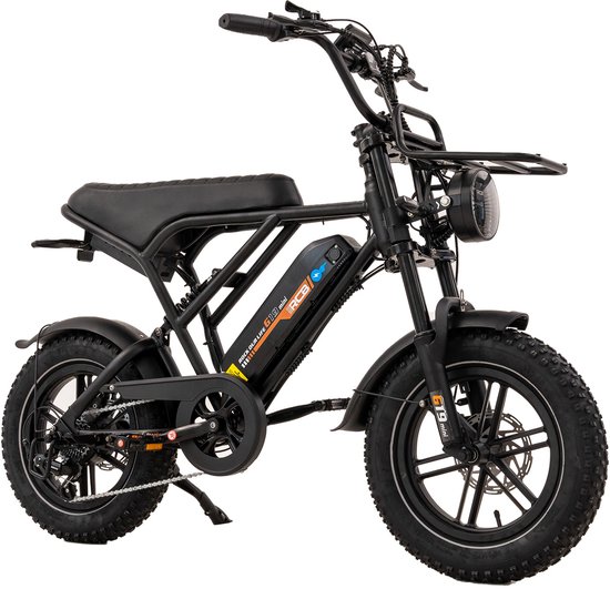 RCB 16" Elektrische Fatbike | koppelsensor | 250W | 80 km | 25 km/u | 7 Gang | App,NFC | Zwart