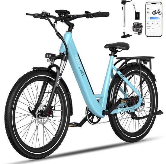 RCB G6 Elektrische Fiets - 27.5 Inch - 250W - 36V 13Ah -7 versnellingen- met App en NFC | blauw