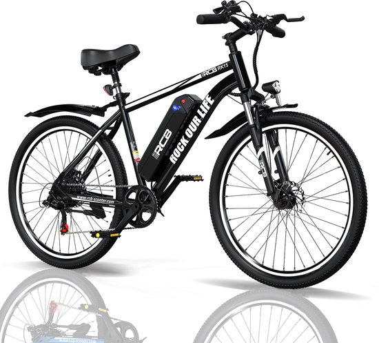 RCB Mountainbike Elektrische Fiets – 250W | 30-50 km | 26" | 25 km/u | 7-Speed-zwart van Merkloos
