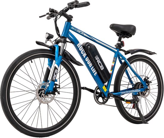 RCB RK15 Elektrische Fiets - 26 Inch City Commuter EBike - 25km/h -374.4WH- IP54-Shimano 7 versnellingen- Blauw van Merkloos
