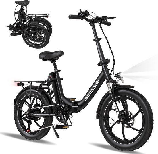 RCB RK6 Elektrische Fiets | Opvouwbare E-bike | 20 Inch Fatbike&36V 15.6AH | 25km/h | 7 Versnellingen | Zwart van Merkloos