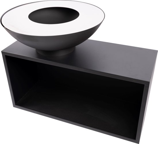 RedFire – Onyx – barbecue - BBQ - Zwart – Vuurschaal BBQ - Vuurkorf - Vuurschaal 80 cm – houtopslag – Grillschaal - Plancha ring – Terrasverwarming - Sfeerhaard van RedFire