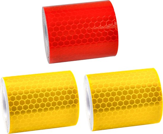 Reflecterende tape - 3 rollen - Reflecterend Tape - Zelfklevend - geel + rood - bakfiets - fiets - auto - 5cm x 3m van USPkwaliteit
