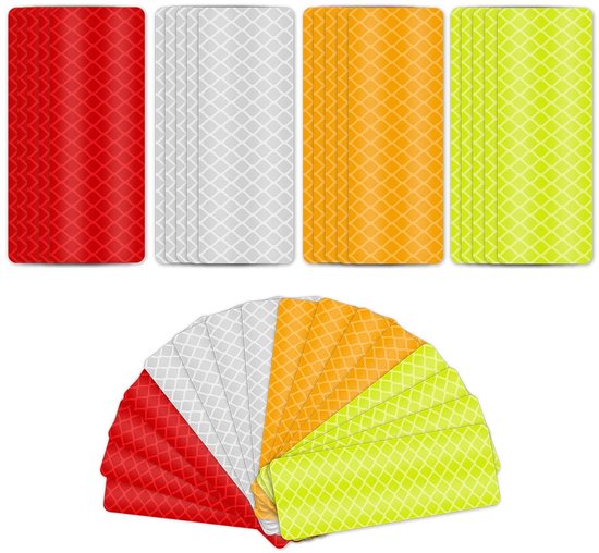 Reflecterende tape - 36 stuks - Zelfklevende reflecterende strips - Reflecterende strips - Waarschuwingstape - Waterdichte - Hoge zichtbaarheid fluorescerende lijm - Geschikt voor motorfiets, fiets, voertuig, auto, veiligheidshelm van Merkloos