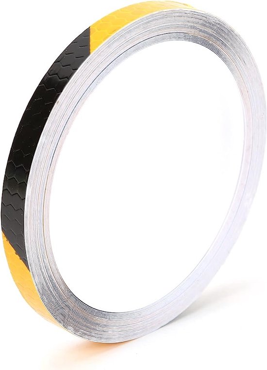 Reflecterende Tape - Geel/Zwart - 8 meter x 10 mm - Reflectie Tape - Reflector Sticker - Reflecterende Stickers Fiets - Goed Zichtbaar van Fine Line Tech