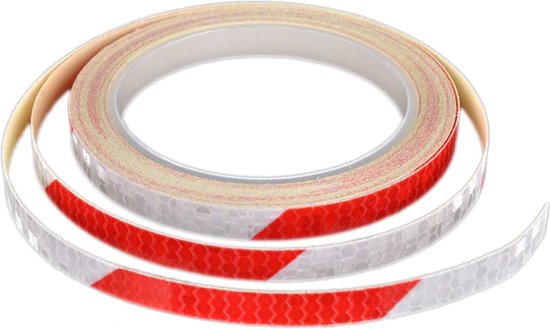 Reflecterende Tape - Rood / Wit - Reflectie Tape - Reflector Sticker - Reflecterende Stickers Fiets - Goed Zichtbaar - 8 meter x 10 mm van Vivi4neo
