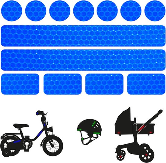 Reflecterende Veiligheids stickers blauw - Reflectie tape voor in het verkeer - Maak wandelwagens, koffers, buggy's, skelters, helms, fietsen etc goed zichtbaar in het donker. van V-Part