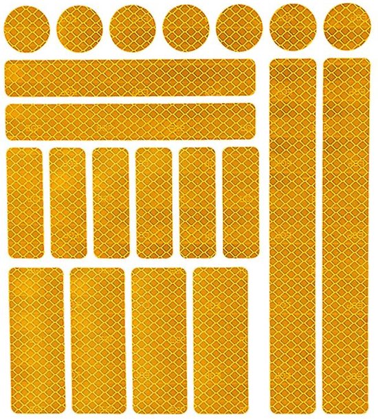 Reflecterende Veiligheids stickers - geel - Reflectie tape voor in het verkeer - Maak wandelwagens, koffers, buggy's, skelters, helms, fietsen etc goed zichtbaar in het donker. van Merkloos