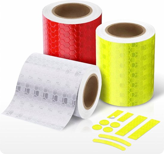 Reflectortape, zelfklevend, 3 rollen à 4,5 cm x 3 m, inclusief 10-delige stickerset, veiligheid in het donker met reflecterende tape, reflectortape voor mens en voertuigen van Reflecto