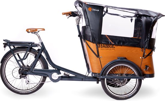 Regentent Superior Zwart INCLUSIEF stokkenset - ALLEEN geschikt voor de Babboe Curve bakfiets - Qiewie van Qiewie