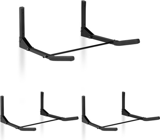 Relaxdays 3 x fietsophangsysteem muur - ophangbeugel voor fiets - klapbaar - tot 30 kg van Relaxdays