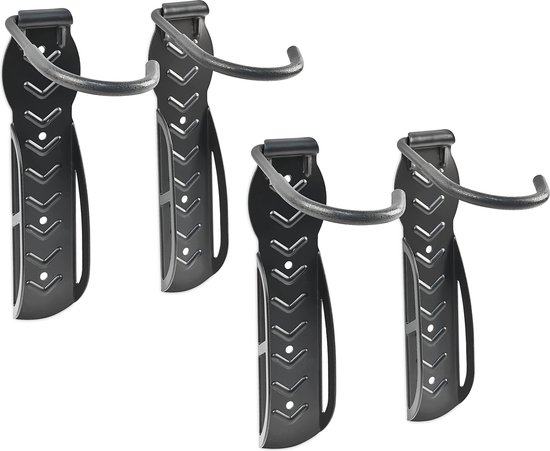 Relaxdays 4x fiets ophangsysteem - fietsbeugel muur - tot 25 kg - zwarte fietshouder wand van Relaxdays