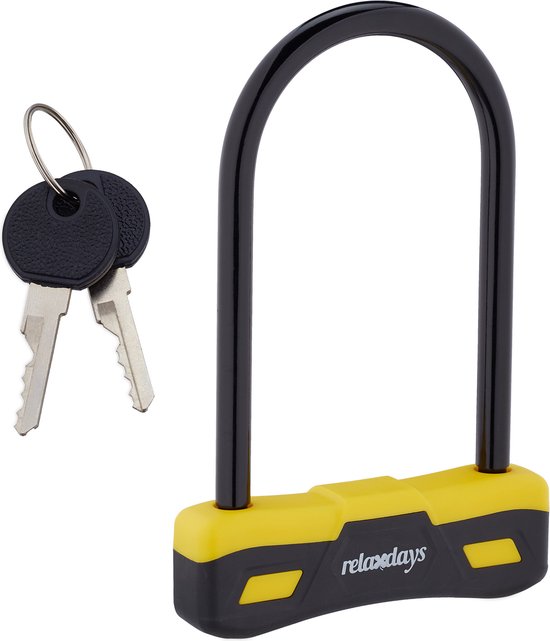 Relaxdays beugelslot - 2 sleutels - u-slot - lichtgewicht - 2 sleutels - kunststof - staal van Relaxdays