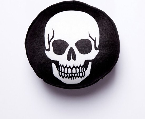Relaxeazzz Pluche Doodshoofd Rond Reiskussen en Slaapmasker - Zwart van Relax