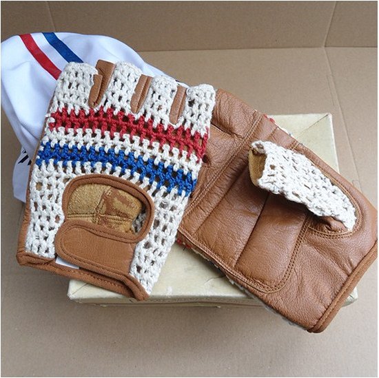 Retro Cycling fietshandschoenen zomer Nederland - Vintage style leather Cycling gloves-XL