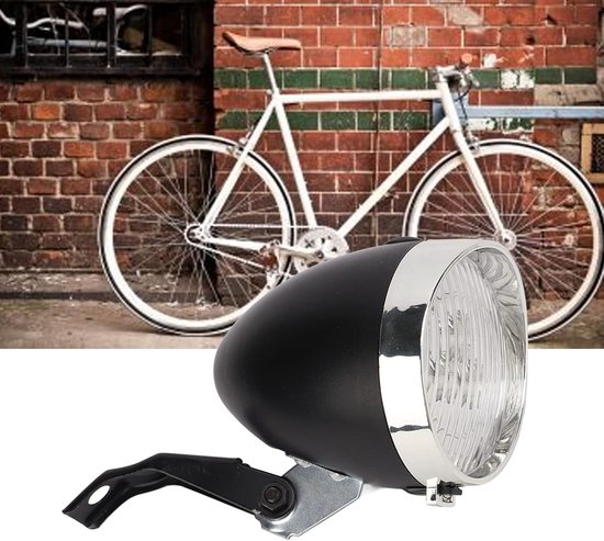 Retro Fiets Voorlichting - Vintage Koplamp - Veiligheid Nacht - 3 LED Verlichting - 300 Lumen - Zwart