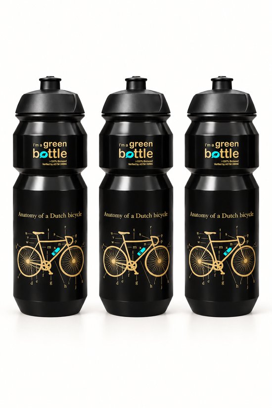 Retulp Bio Bidon pakket Fiets goud - Bidons - Waterflessen - Sport - Waterfles - Drinkfles - Bidon - 750 ml - 3 stuks