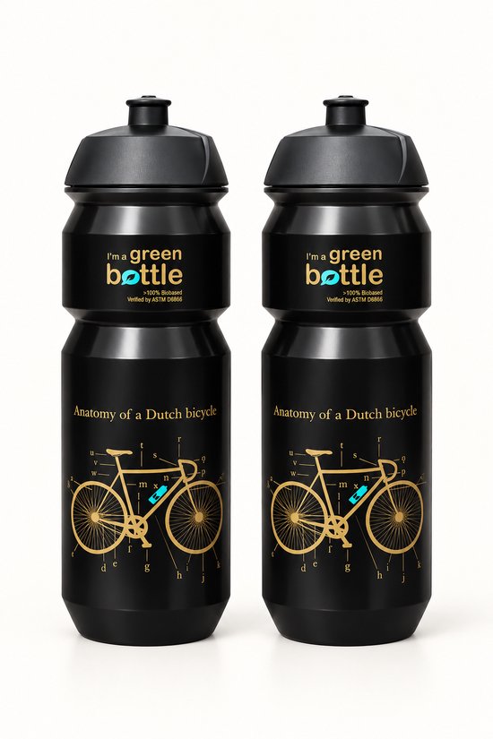 Retulp Bio Bidon Pakket Goud Fiets - Bidons - Sport - Waterfles - Drinkfles - 750 ml - 2 stuks