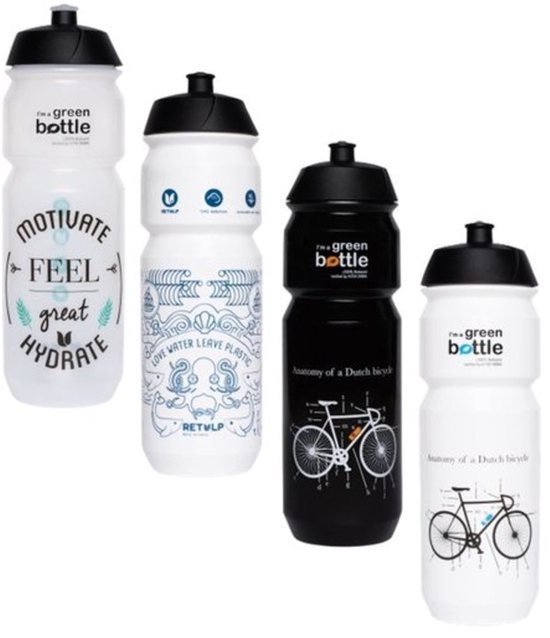 Retulp Bio Bidon pakket XL - Bidons - Bidon - Sport - Waterfles - Drinkfles - Suikerriet - 750 ml - 4 stuks
