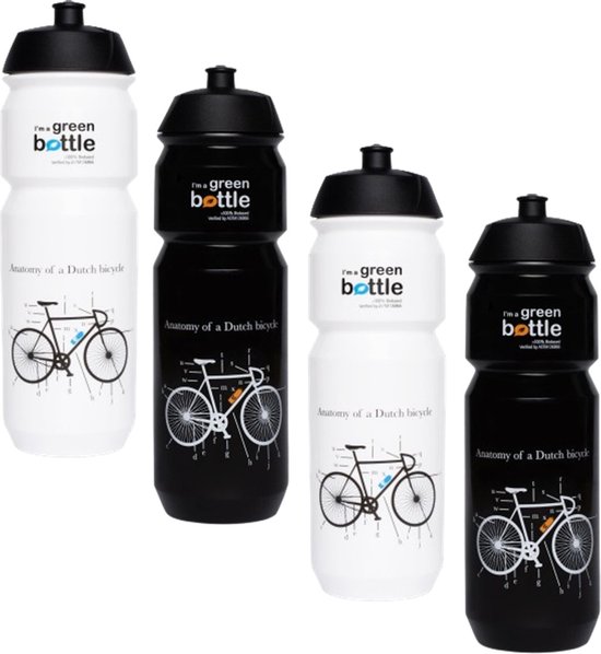 Retulp Bio Bidon pakket XL - Bidons - Waterflessen - Fiets Bidon - Bidon - Sport - Waterfles - Drinkfles - Suikerriet - 750 ml - 4 stuks van Retulp