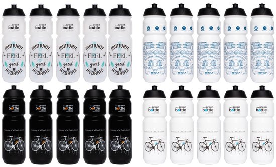 Retulp Bio Bidon Teampakket - Bidons - Waterflessen - Fiets Bidon - Sport - Bidon - Waterfles - Drinkfles - Suikerriet - 750 ml - Teamdeal - 20 stuks