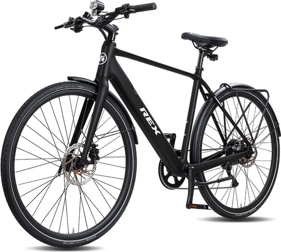 Rex Carbon City Elektrische Fiets - 28 inch elektrische fiets unisex- stadsfiets - Achtermotor 250W - SHIMANO 13 Versnellingen - voor dames en heren van Merkloos