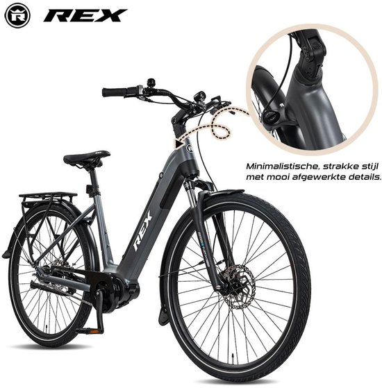 REX Commuter+ City Elektrische Fiets - Middenmotor 250W - Actieradius 100km - 28 Inch Banden - SHIMANO 7 Versnellingen van Merkloos